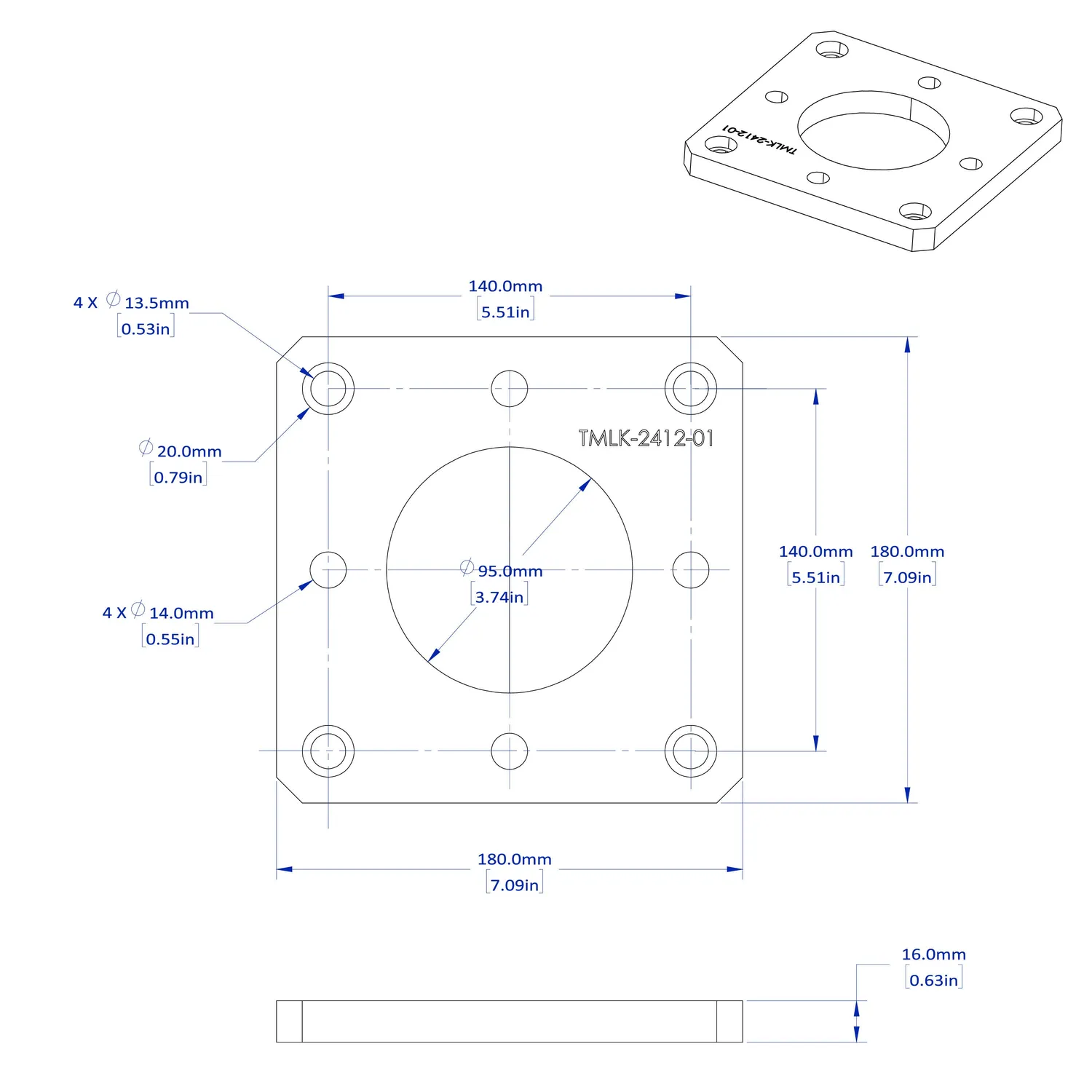 STRONG HAND EUROPE plaques adaptatrices pour table Alpha 5/8 TMLK-9648-01