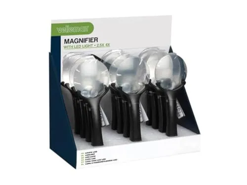 Velleman VTLLAMP loupe à main LED 12 pièces grossissement 2,5x/4x