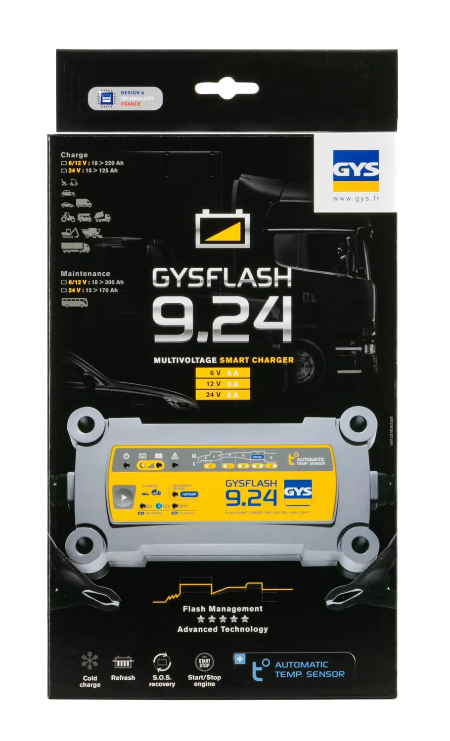 GYS GYSFLASH 9.24 chargeur de batterie 6/12/24 V IP65