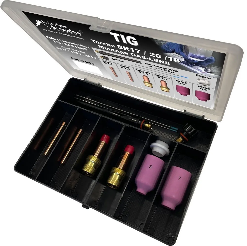 LA BOUTIQUE DU SOUDEUR TIG SR17 SR18 SR26 coffret torche GAS-LENS