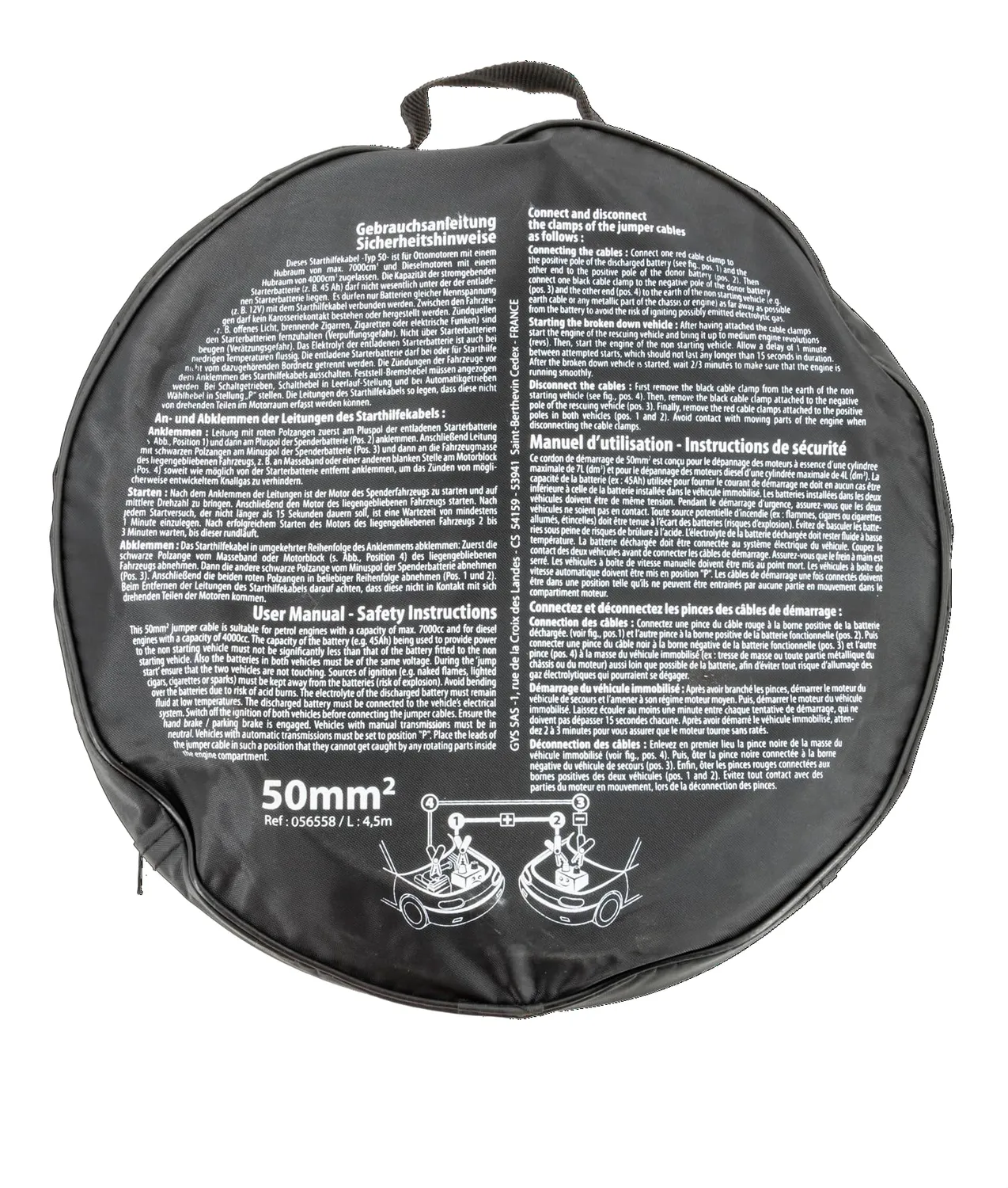 GYS 056 câbles de démarrage 320 A, 3 m, cuivre
