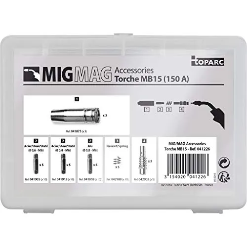 GYS coffret consommables 041226 pour torche MIG 150 A MB15, 26 pièces