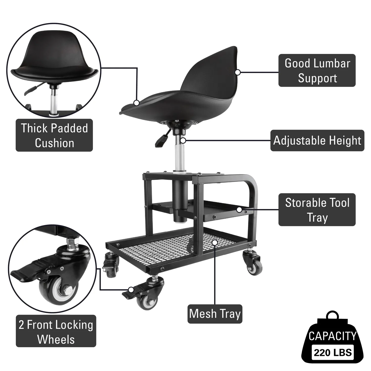 Strong Hand Europe Cushioned Work Rover Stool tabouret à roulettes