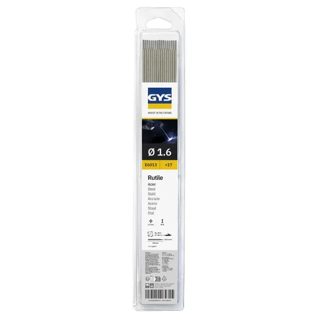 GYS Rutile 084315 électrodes de soudage 1,6 mm, 17 pièces acier