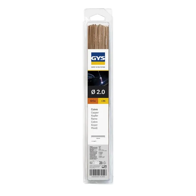 GYS métal d’apport TIG ERCu baguettes cuivre Ø 2 mm blister 36 pièces