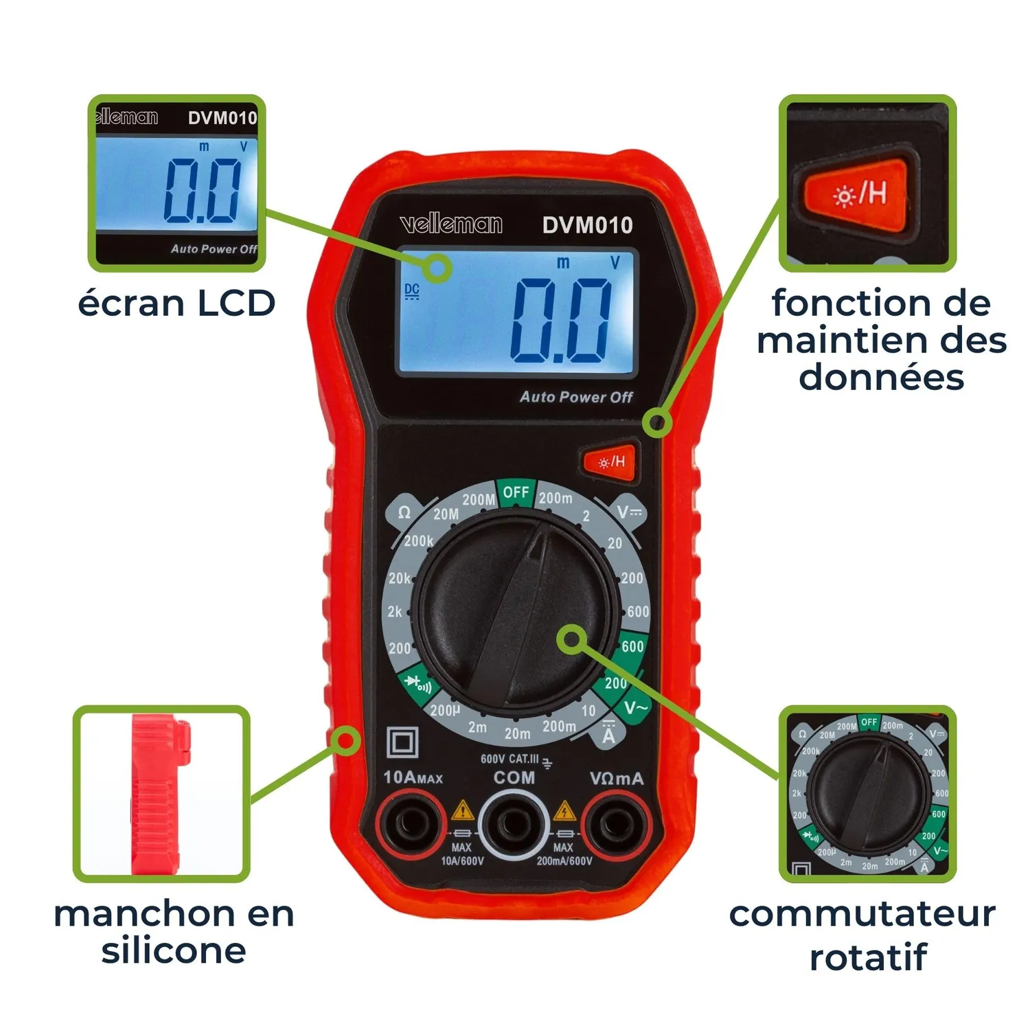 Velleman GP DVM010 multimètre numérique CAT III 600 V