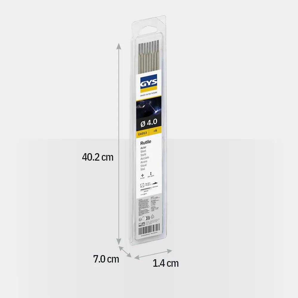 GYS métal d’apport MMA E6013 électrodes rutiles 4 mm × 350 mm, 8 pièces