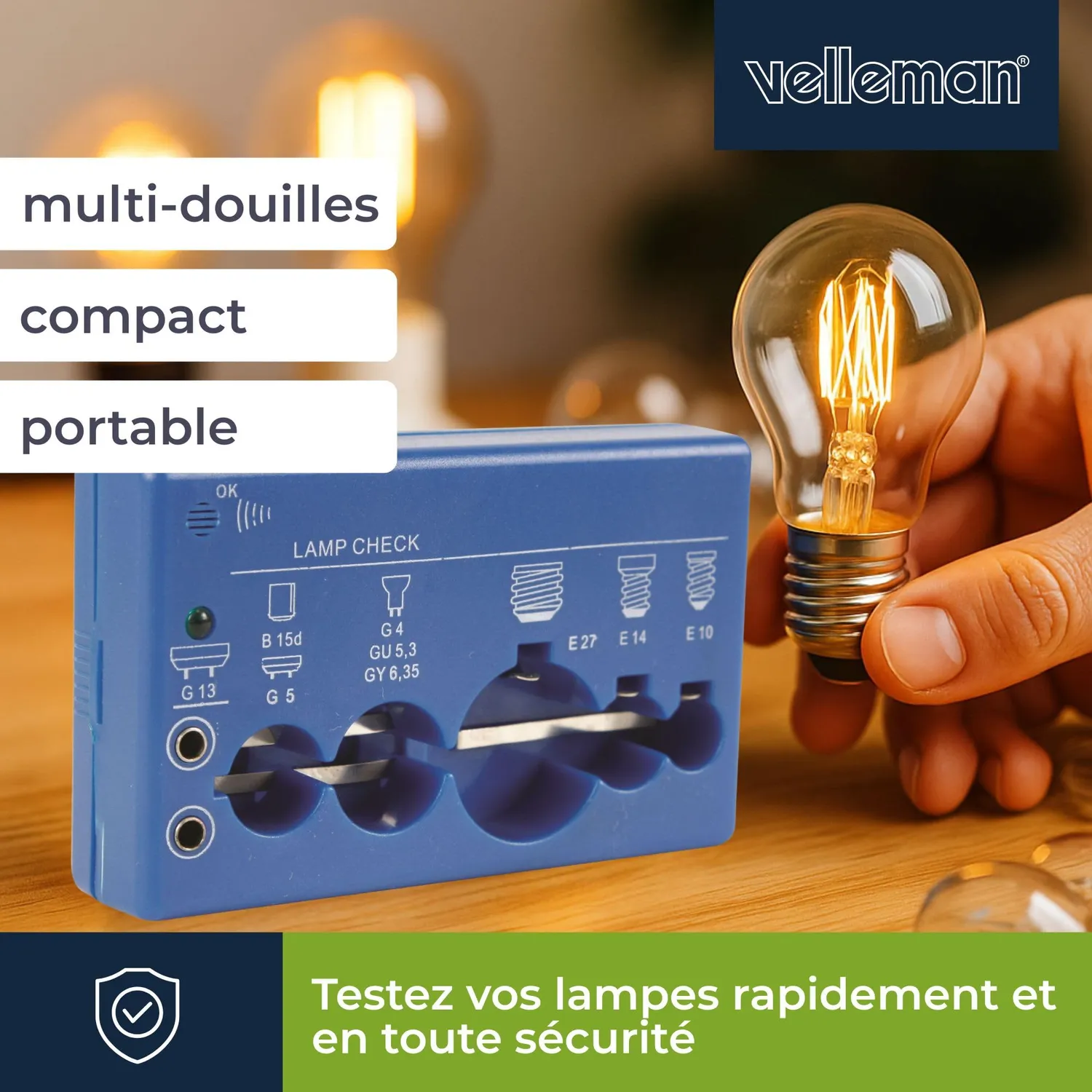 Velleman VTLLAMP testeur de lampes à LED et bip