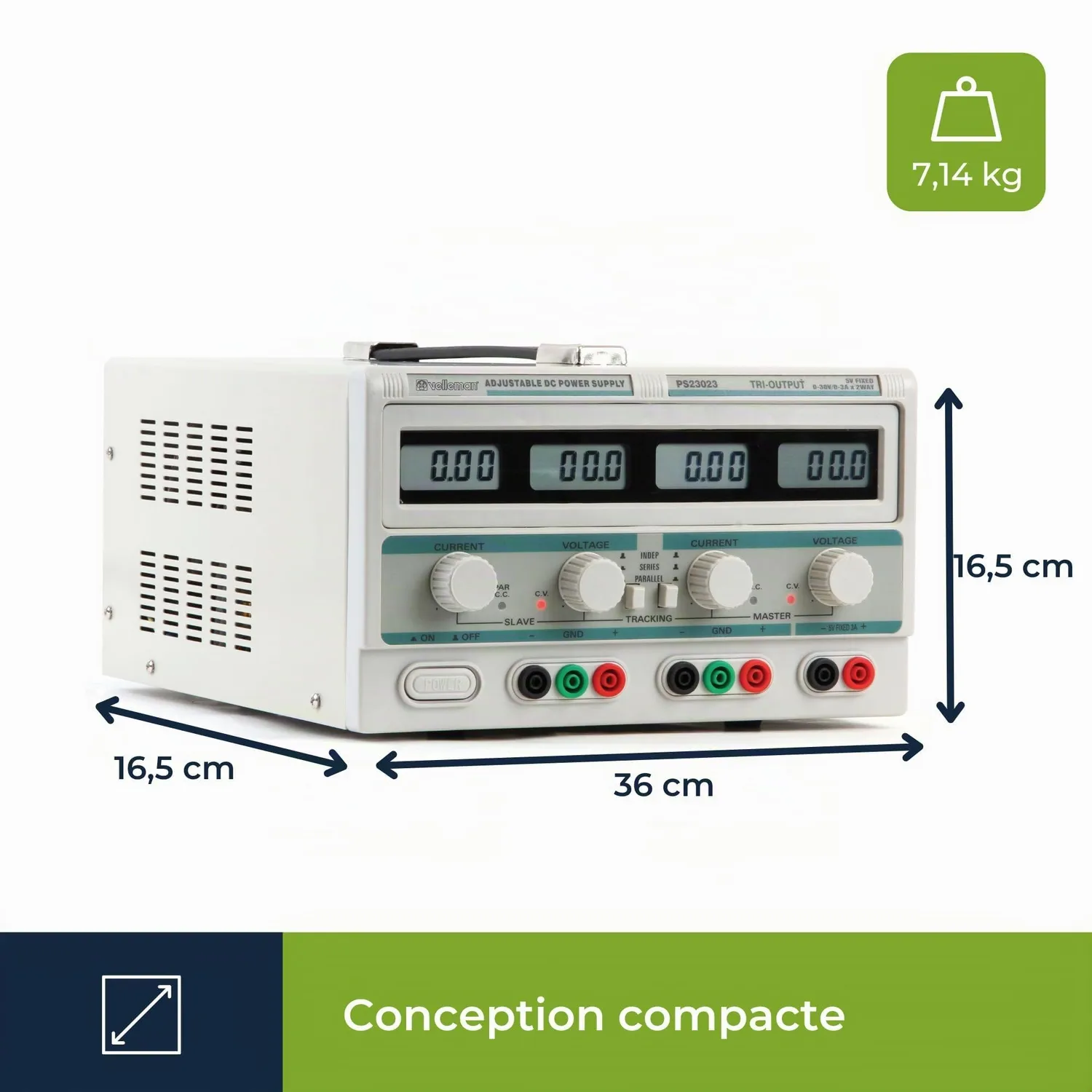 Velleman GP Series alimentation de laboratoire 2 x 30 V et 5 V