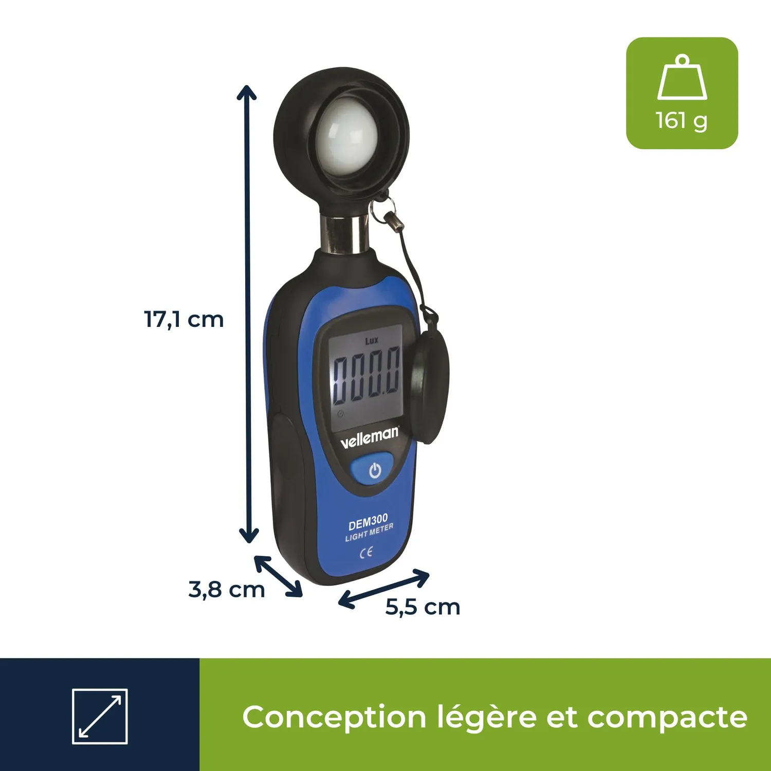 Velleman GP Series luxmètre numérique 0-200 000 lux portable