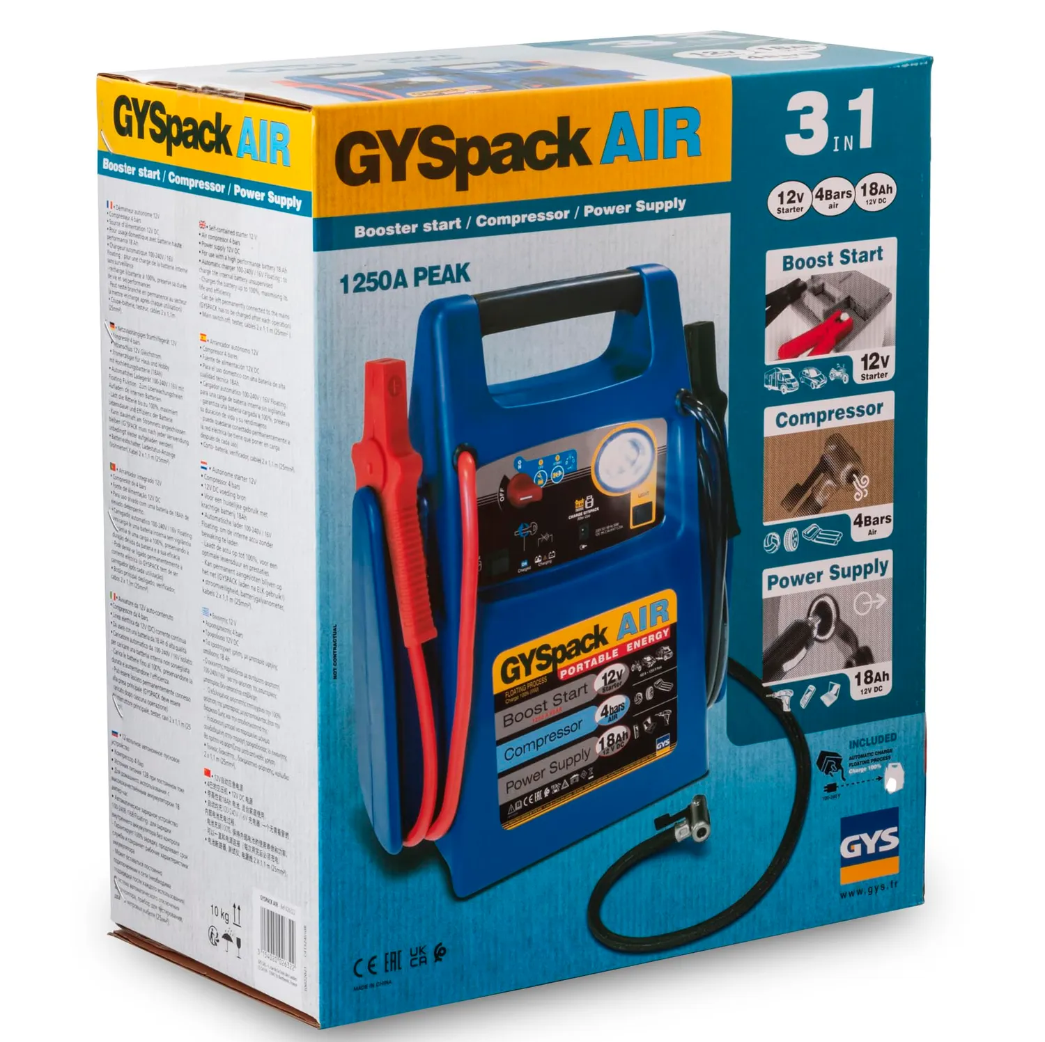 GYS 026322 booster démarreur 12 V avec compresseur 18 Ah