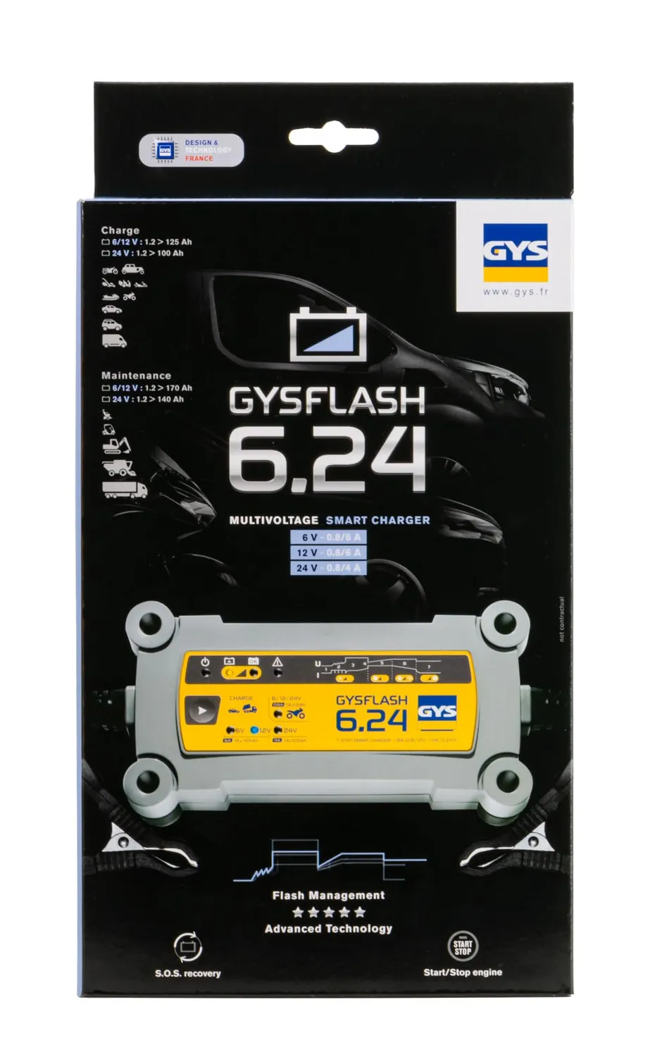 GYS GYSFLASH 6.24 chargeur batterie 6/12/24 V IP65