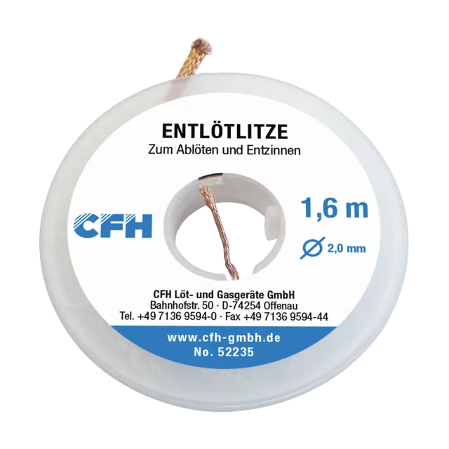 CFH EL 235 tresse à dessouder 1,6 m, largeur 2 mm