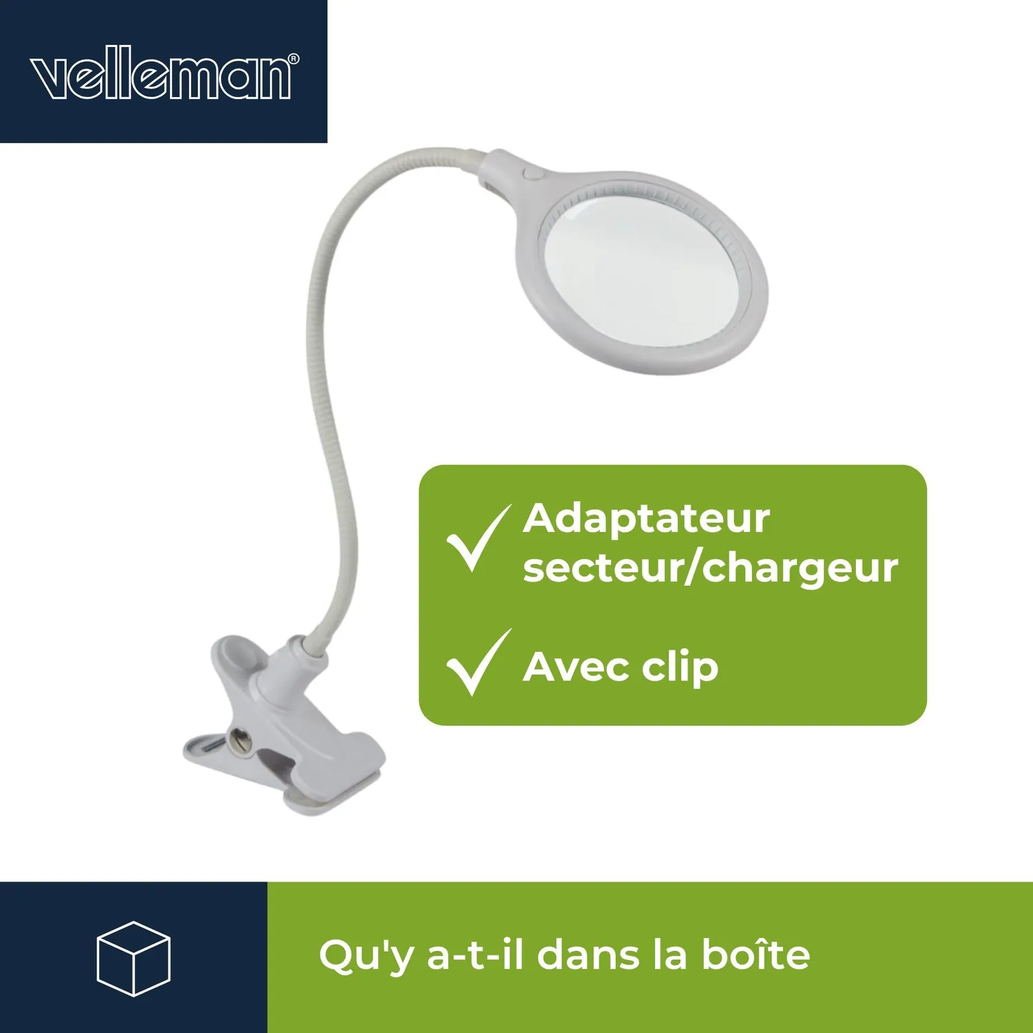 Velleman VTLLAMP lampe loupe LED à pince 2,25x