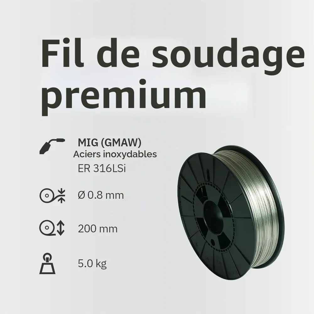 GYS Métal d’Apport MIG/MAG Fil Plein Inox ER316LSi/G19 12 3LSi Ø 0,8 mm 5 kg