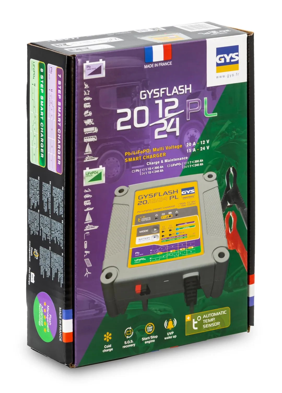 GYS GYSFLASH 20.12/24 PL chargeur de batterie 12/24 V 20 A