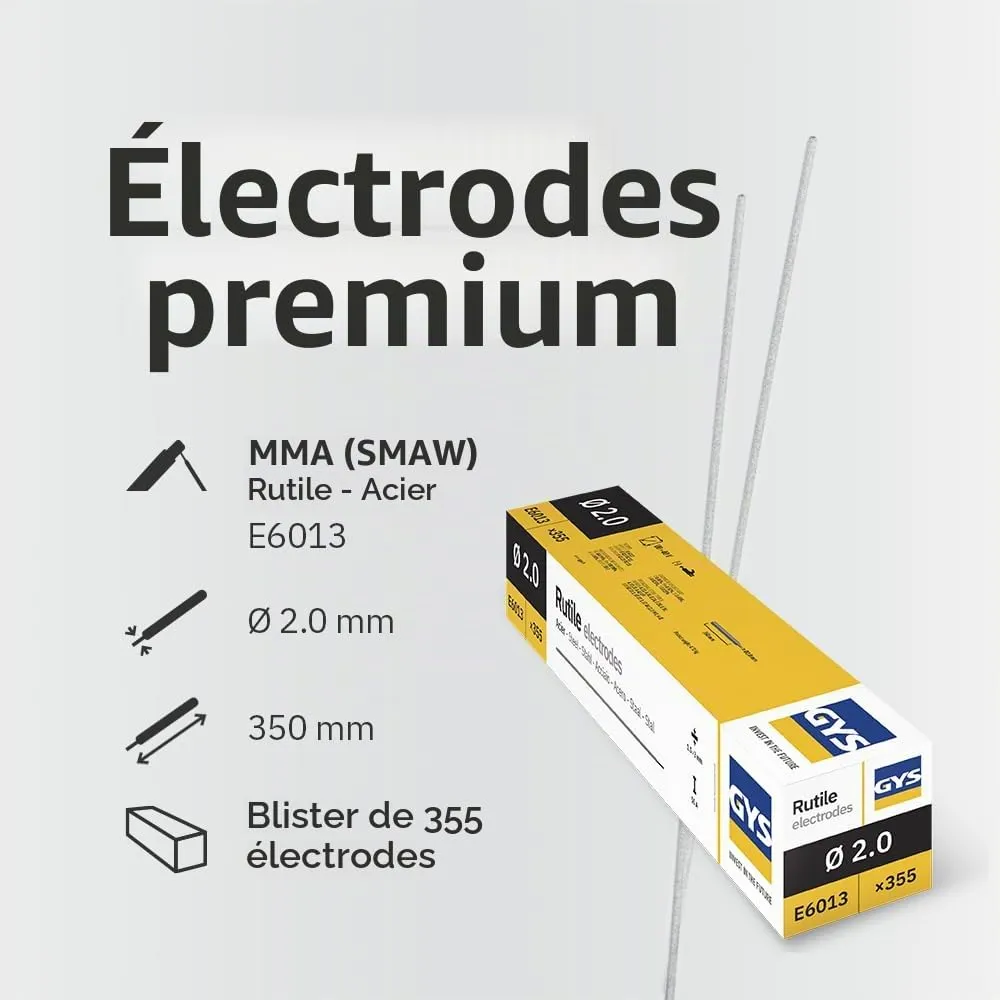 GYS 355 électrodes rutiles E6013 Ø 2 mm × 350 mm acier
