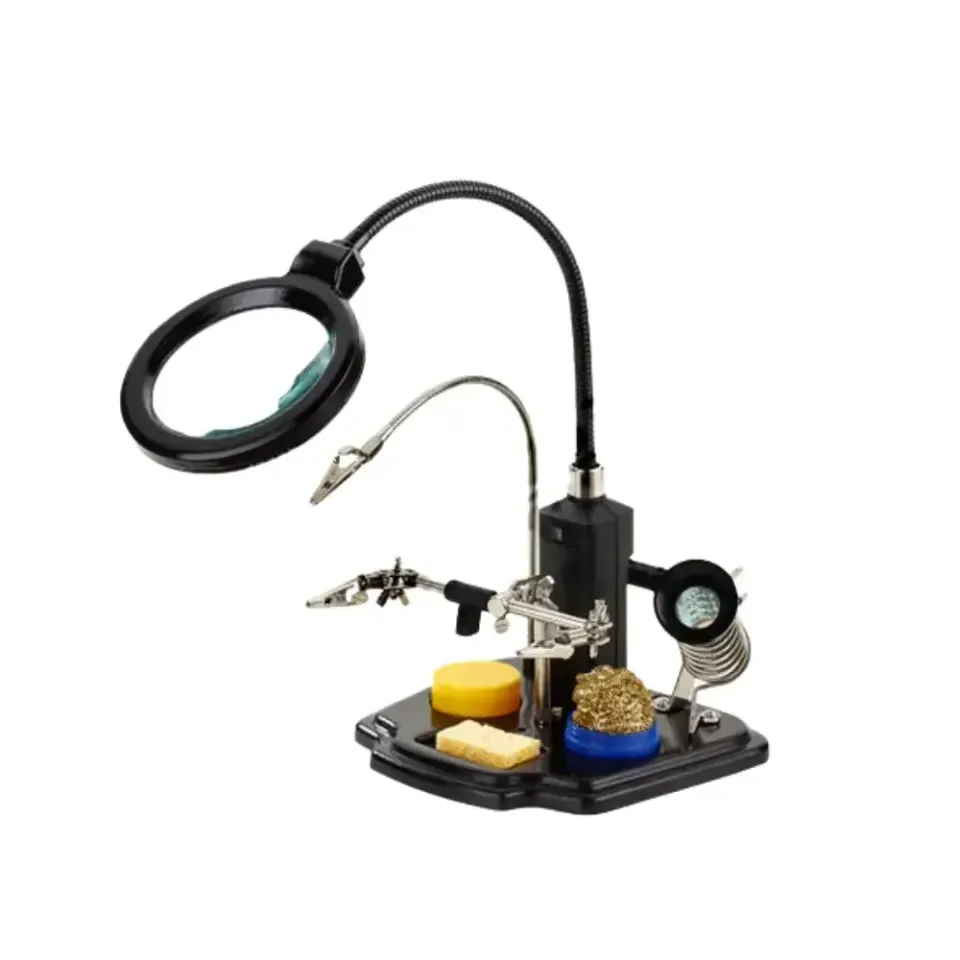 Zhongdi ZD-10Y support loupe soudure LED 4x troisième main