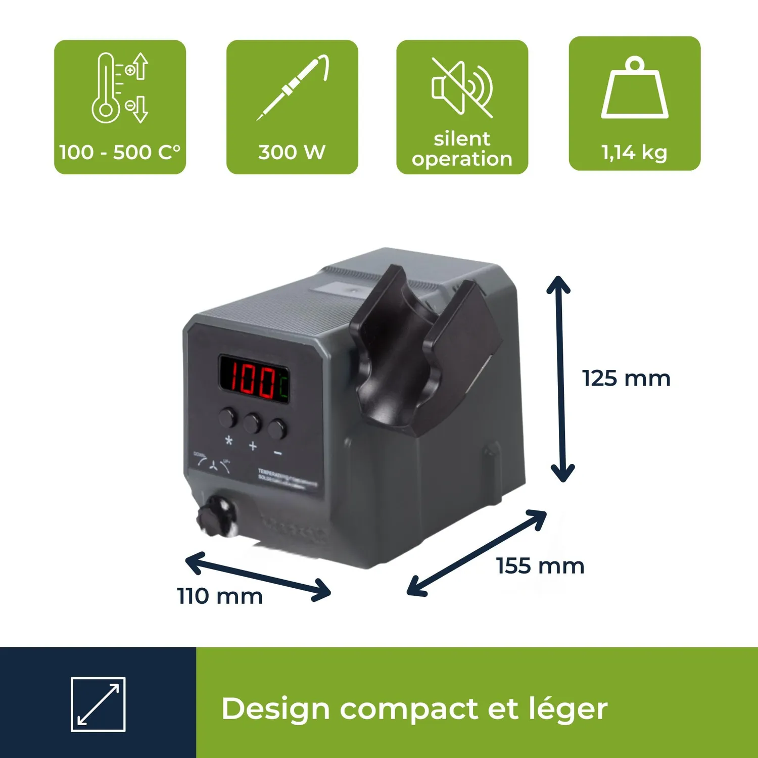 Velleman station de soudage air chaud 300 W 100-500 °C CMS
