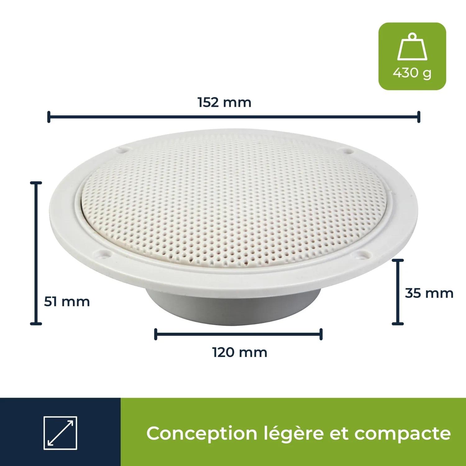 Velleman enceinte encastrable 5 pouces 80 W blanche 2 pièces