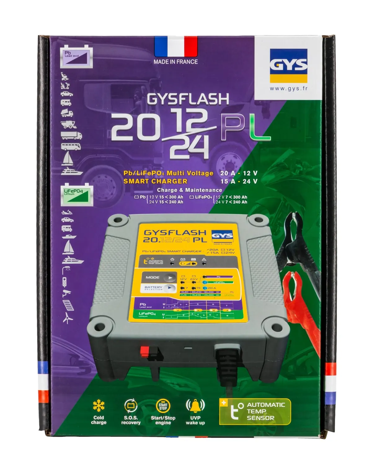 GYS GYSFLASH 20.12/24 PL chargeur de batterie 12/24 V 20 A
