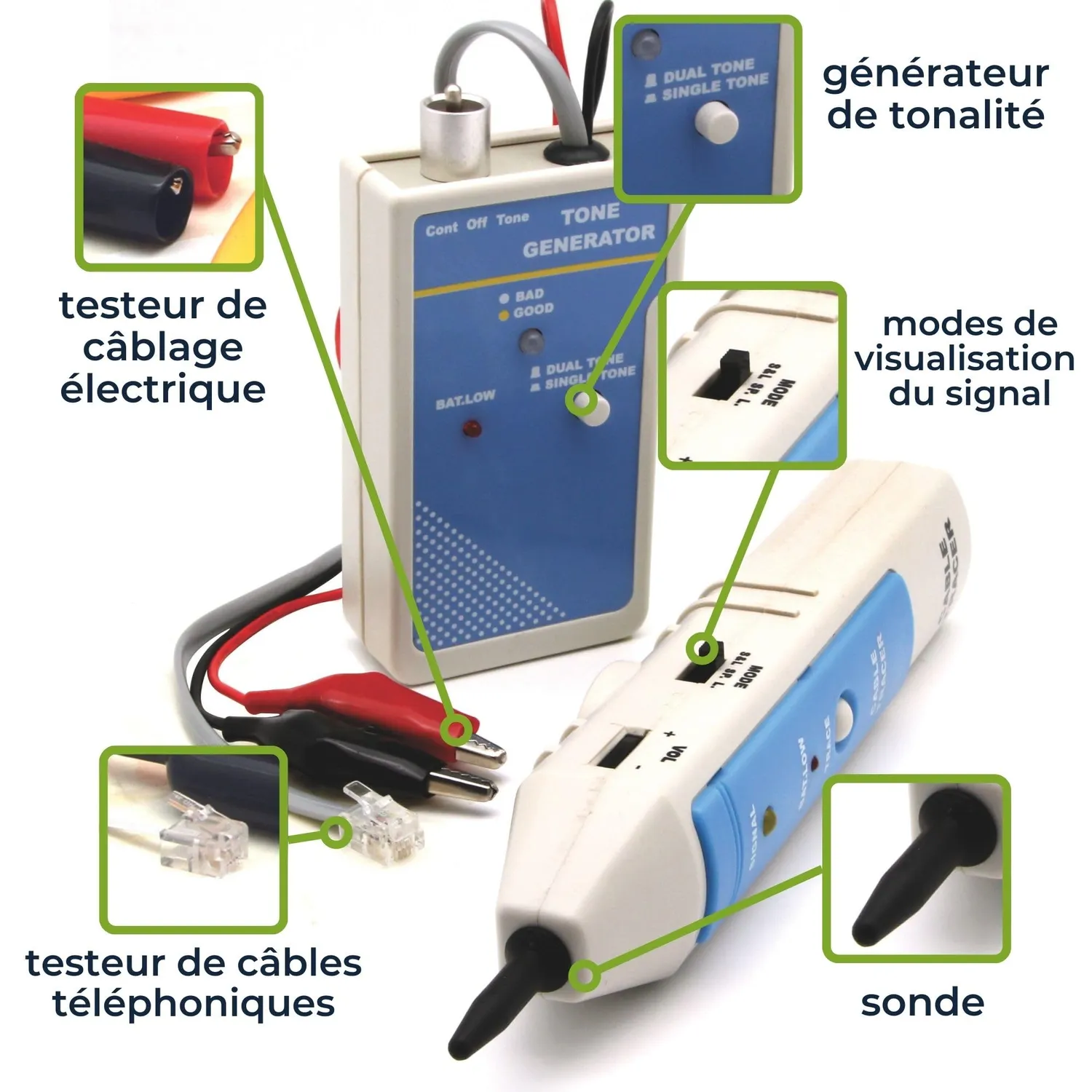 Velleman GP Series traceur et testeur de câbles LAN RJ45 RJ11 RJ12