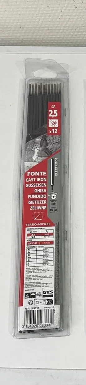 GYS électrodes soudage fonte Ø2,5 mm blister 12