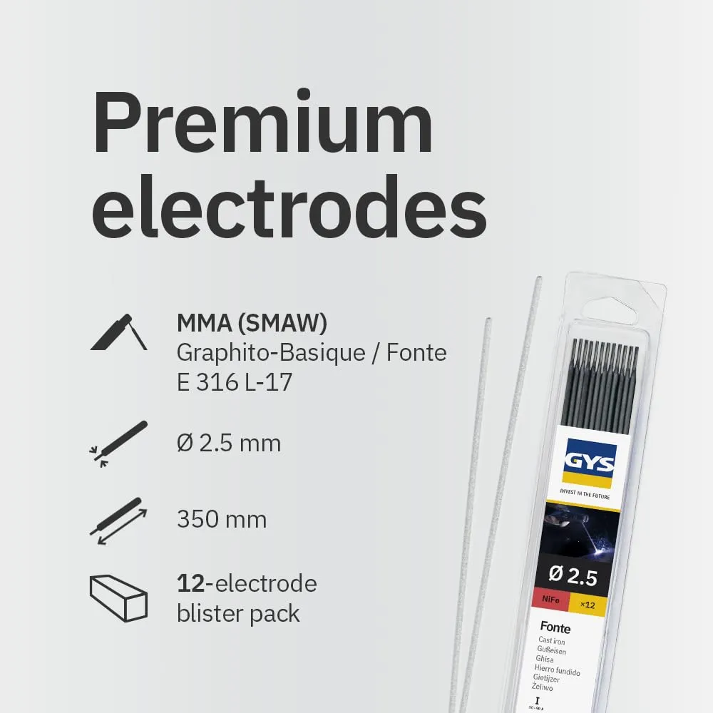 GYS électrodes soudage fonte Ø2,5 mm blister 12