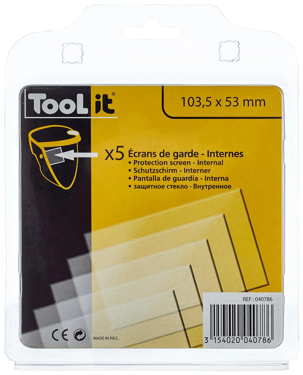 GYS Écrans internes 103 x 53 mm pour masque Master 9/13, lot de 5