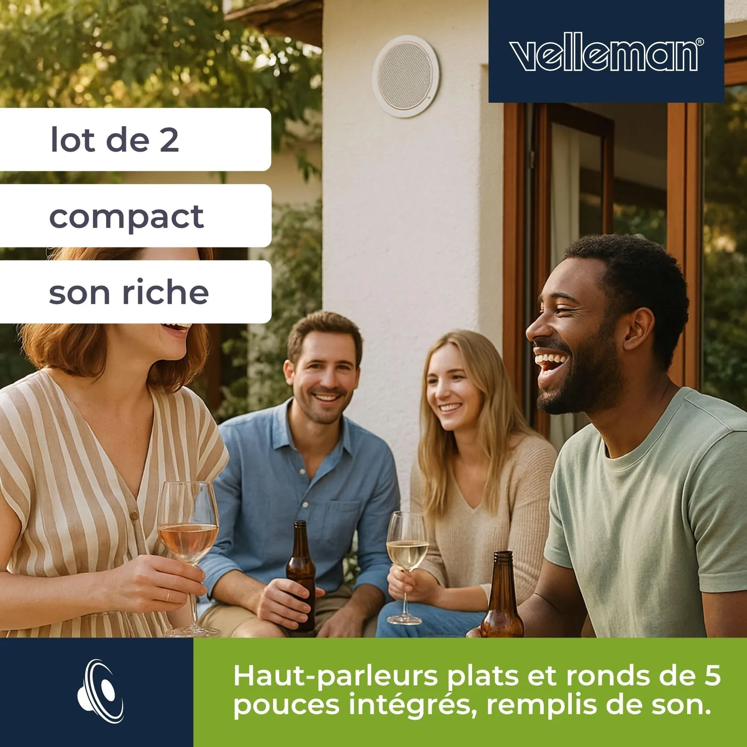 Velleman enceinte encastrable 5 pouces 80 W blanche 2 pièces