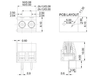 Velleman GP Series Bornier Professionnel Bas 2 Pôles 5 mm