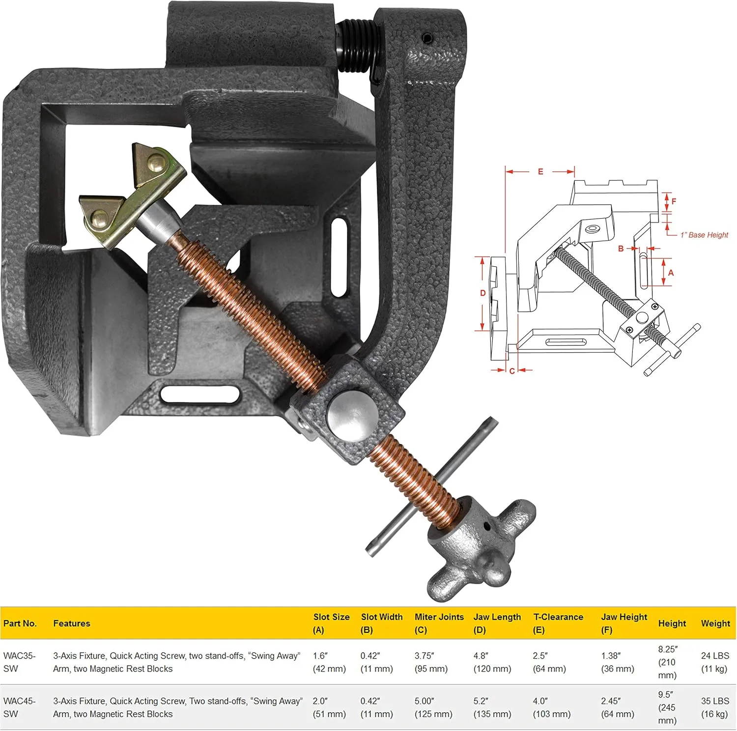 STRONG HAND EUROPE 3-Axis Fixture Vise étau 95 mm rapide