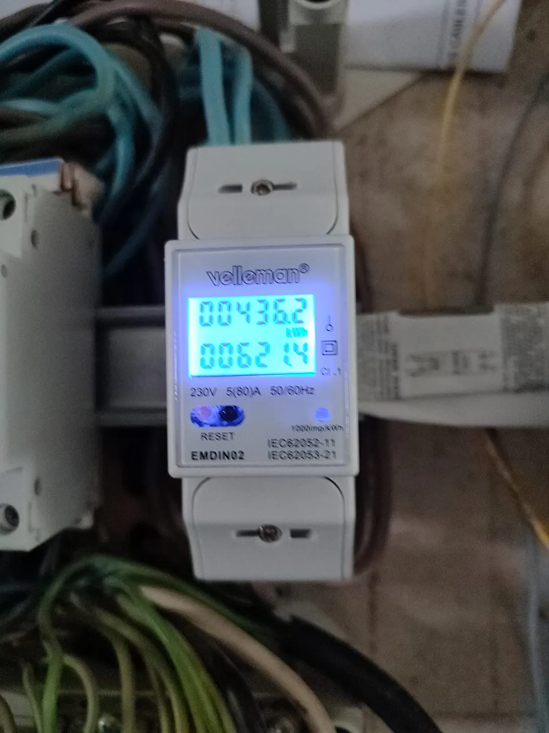 Velleman compteur d’énergie monophasé 80 A, rail DIN, affichage LCD