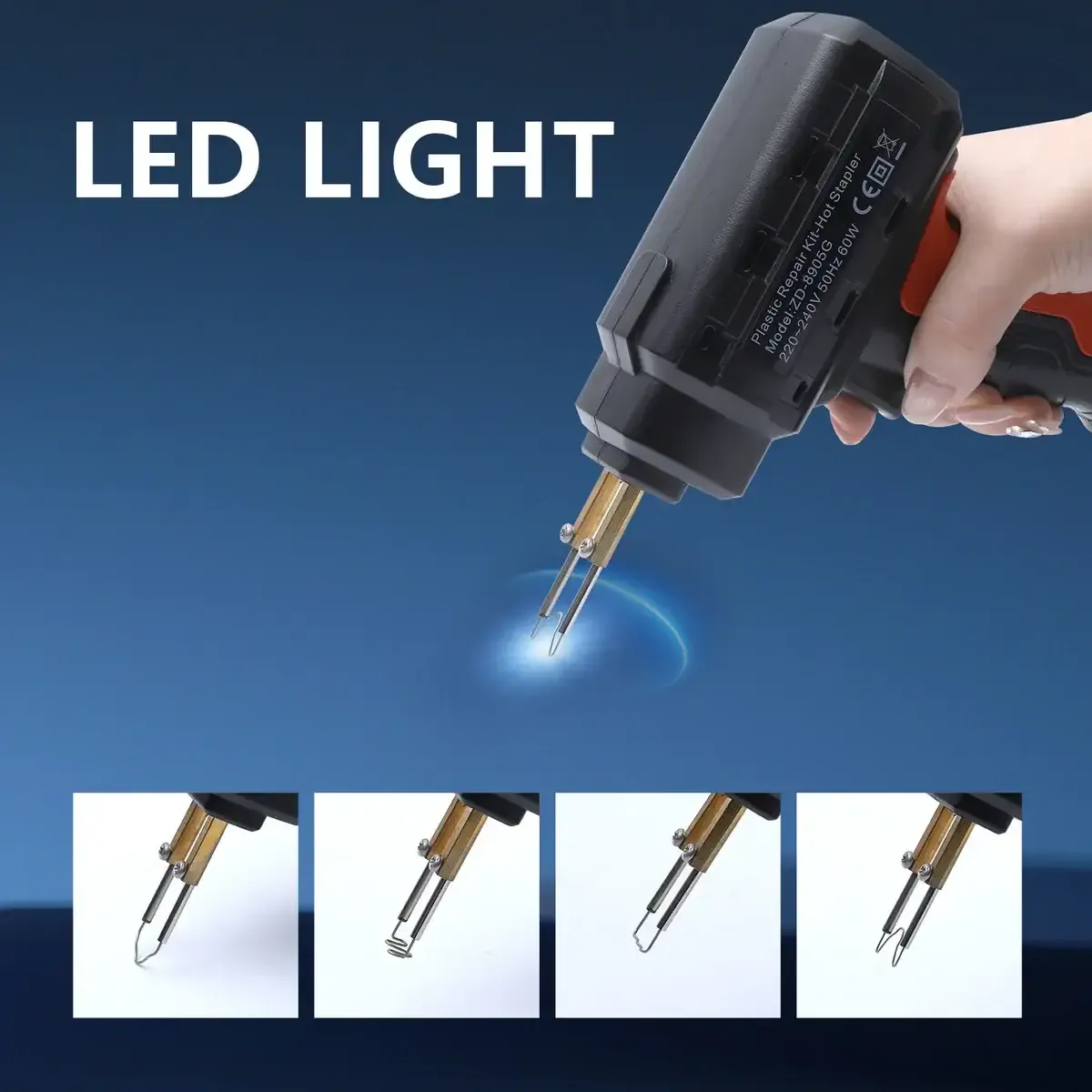 Zhongdi ZD-8905G pistolet de réparation plastique 200 agrafes LED