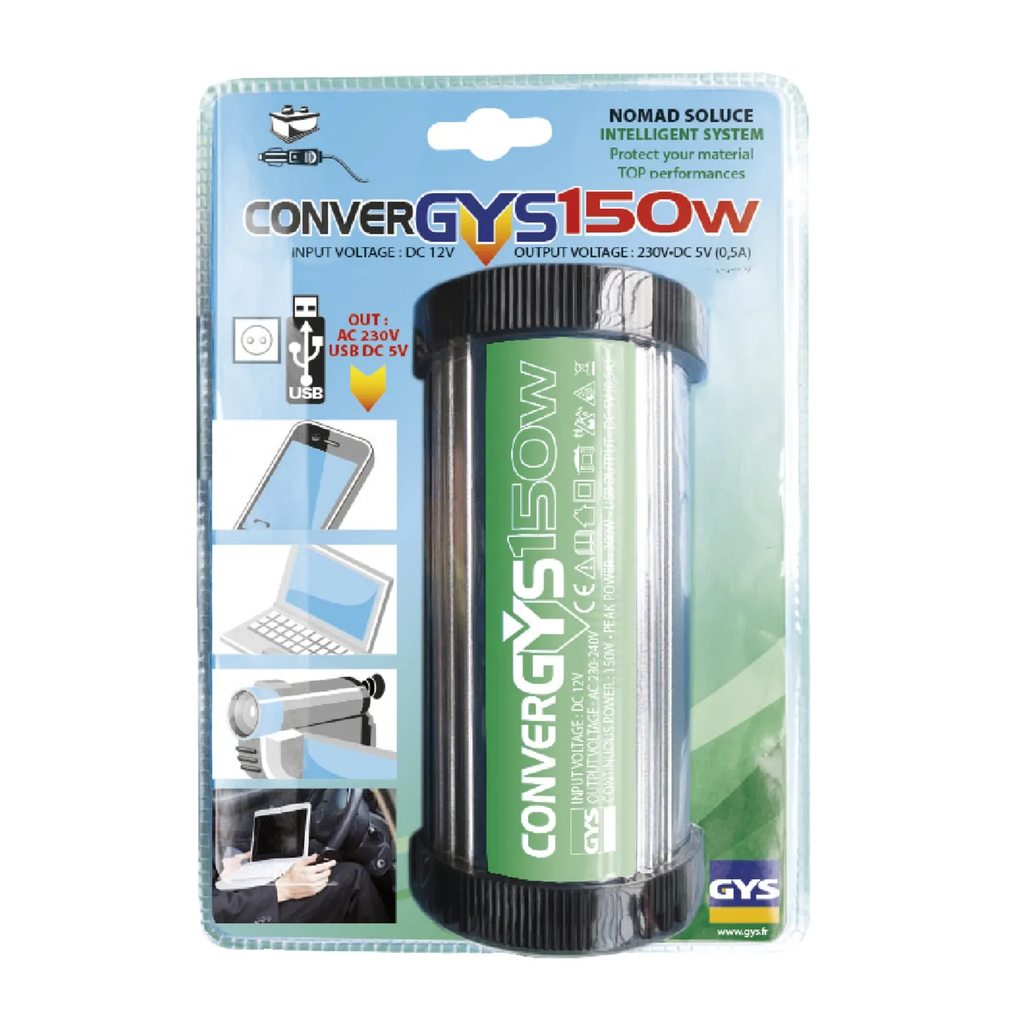 GYS Convergys 150 convertisseur voiture 150 W 230 V et USB