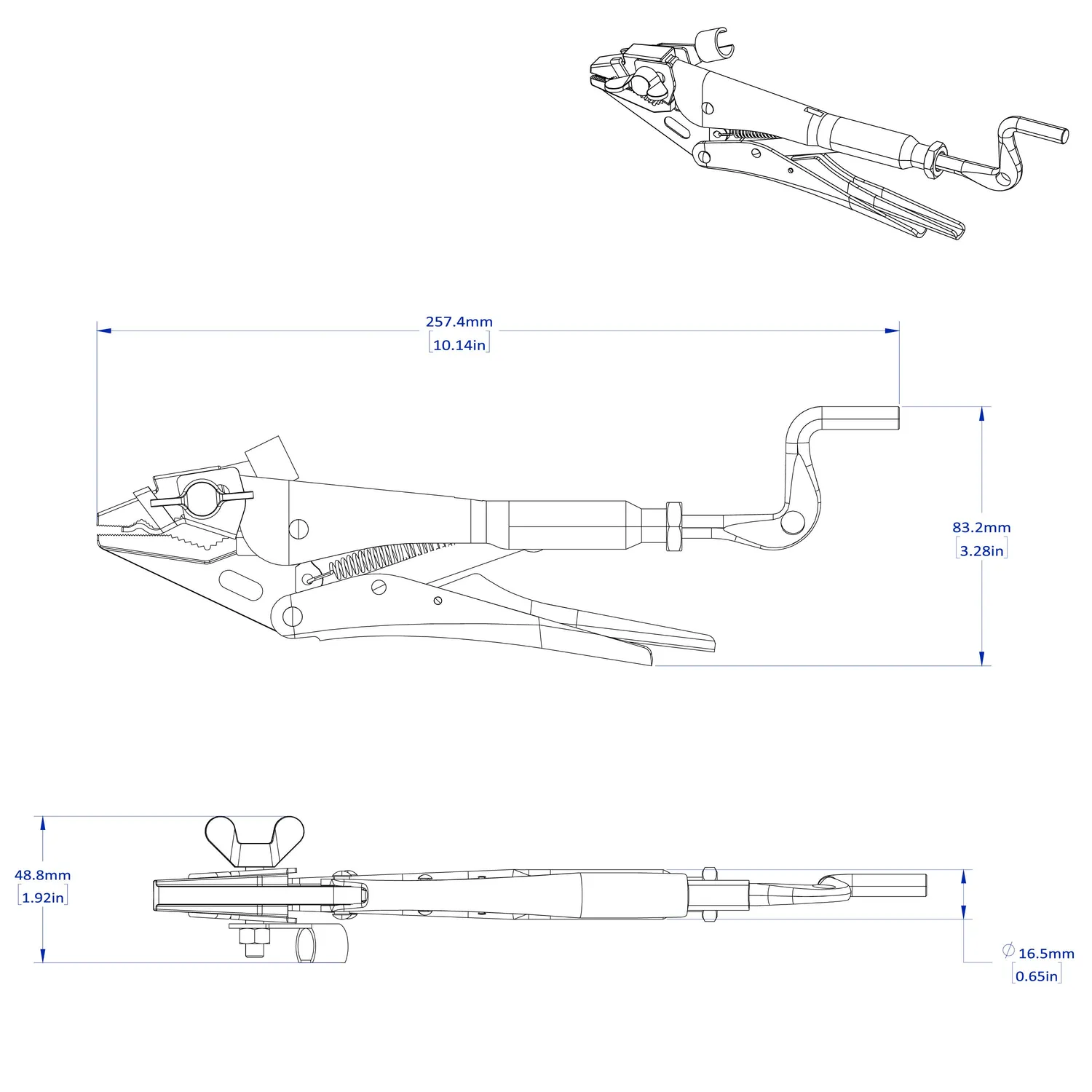 STRONG HAND EUROPE 7″ Extractor GPB710 pince de masse à mâchoire fixe