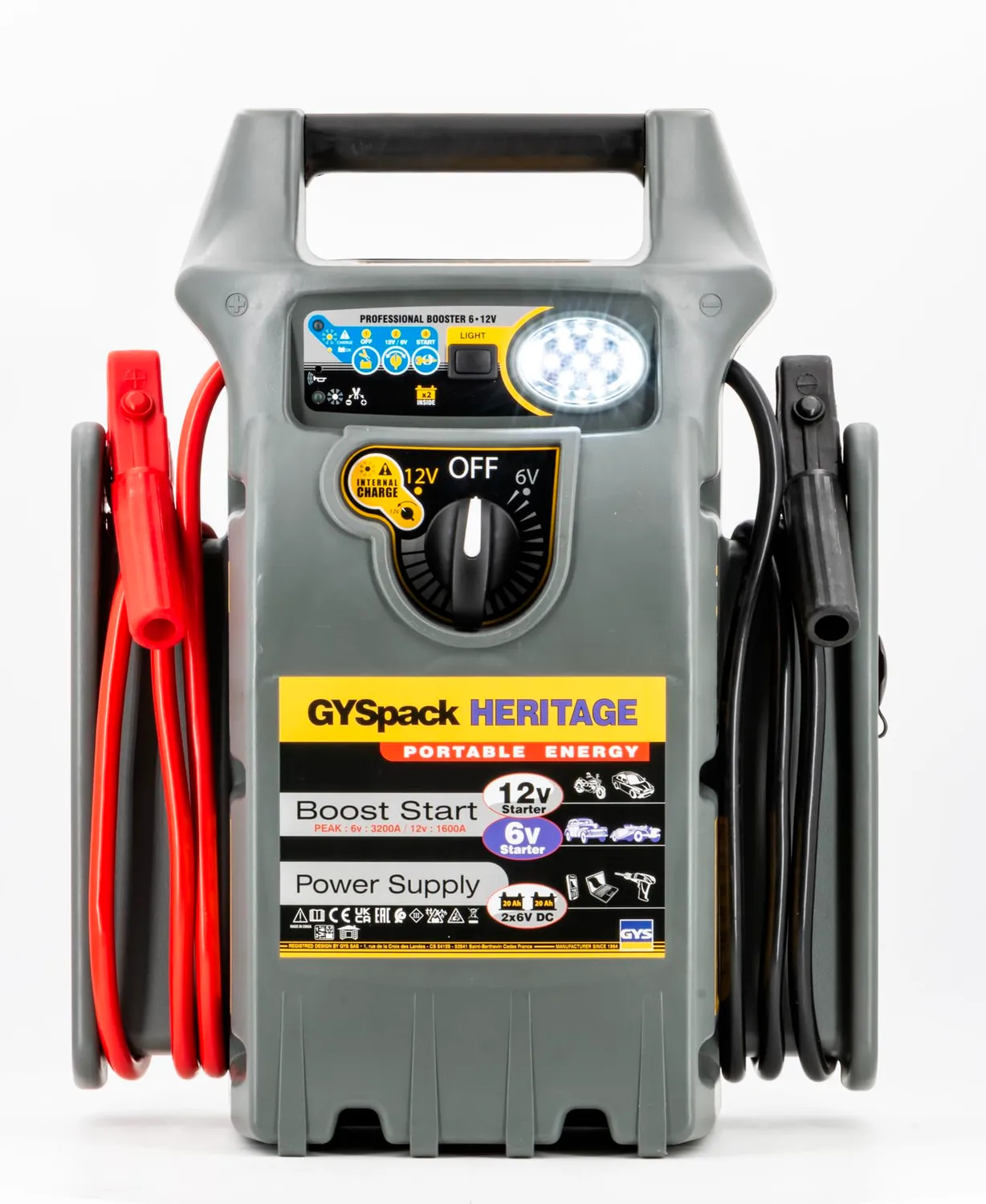 GYS Gyspack Heritage démarreur 6/12 V 20 Ah – double tension