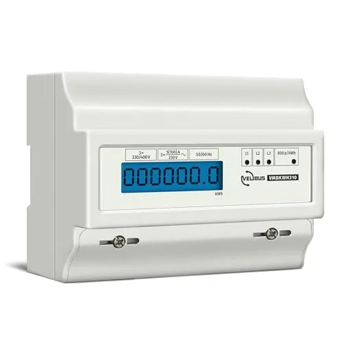 Velleman compteur d'énergie triphasé rail DIN 100 A LCD