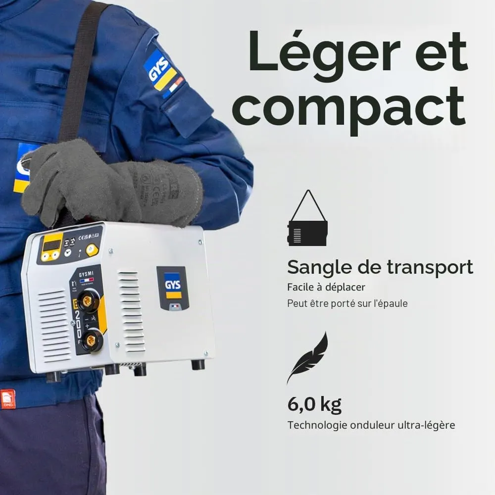 GYS GYSMI E200FV poste à souder MMA 200 A monophasé