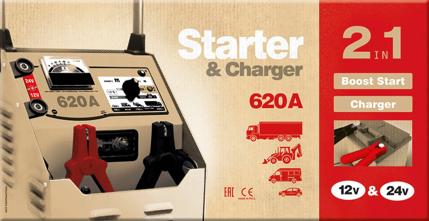 GYS NEOSTART 620 chargeur démarreur 12/24 V, batteries plomb
