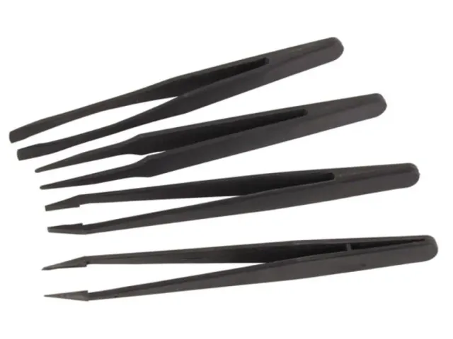 Velleman GP Series jeu de 4 pincettes non conductrices noires