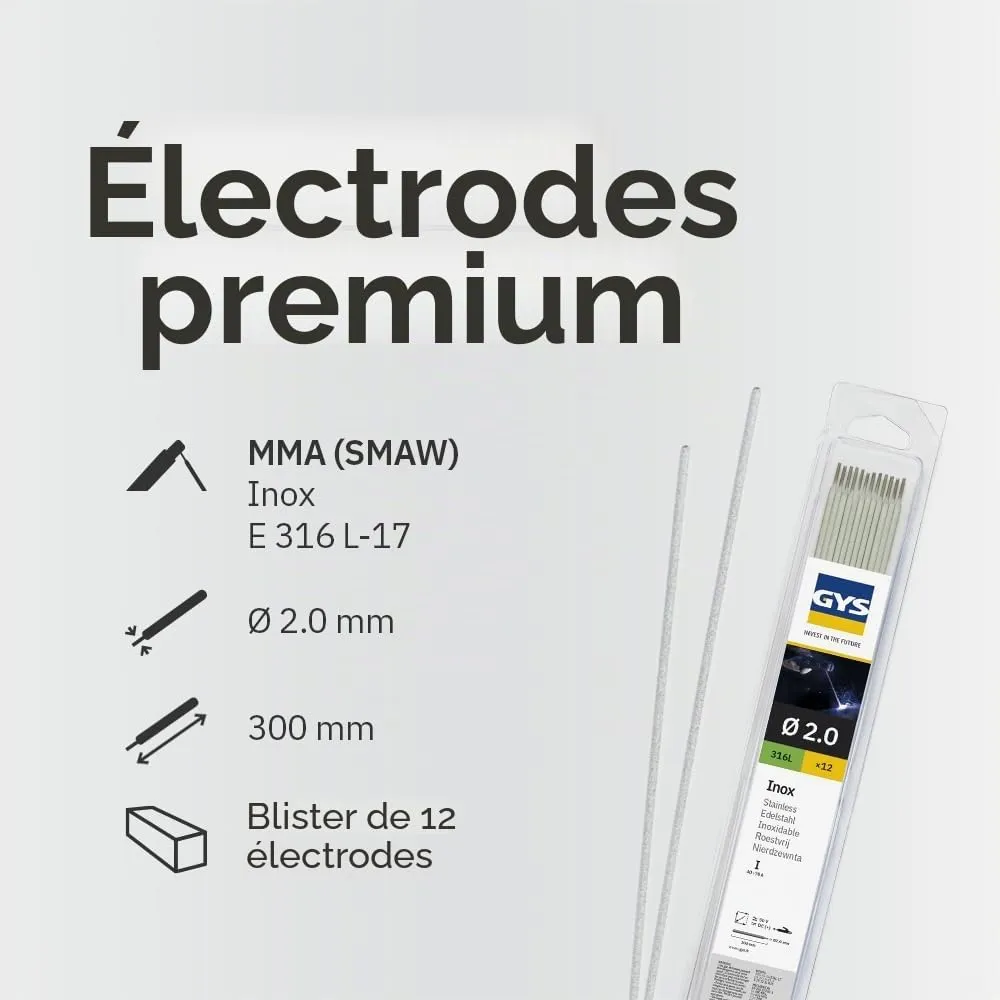GYS E316L électrodes soudage inox Ø2,0 mm blister 12