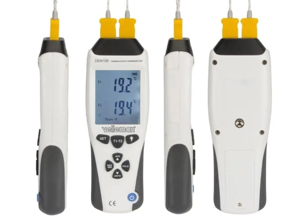 Velleman GP Series thermomètre thermocouple K/J double affichage