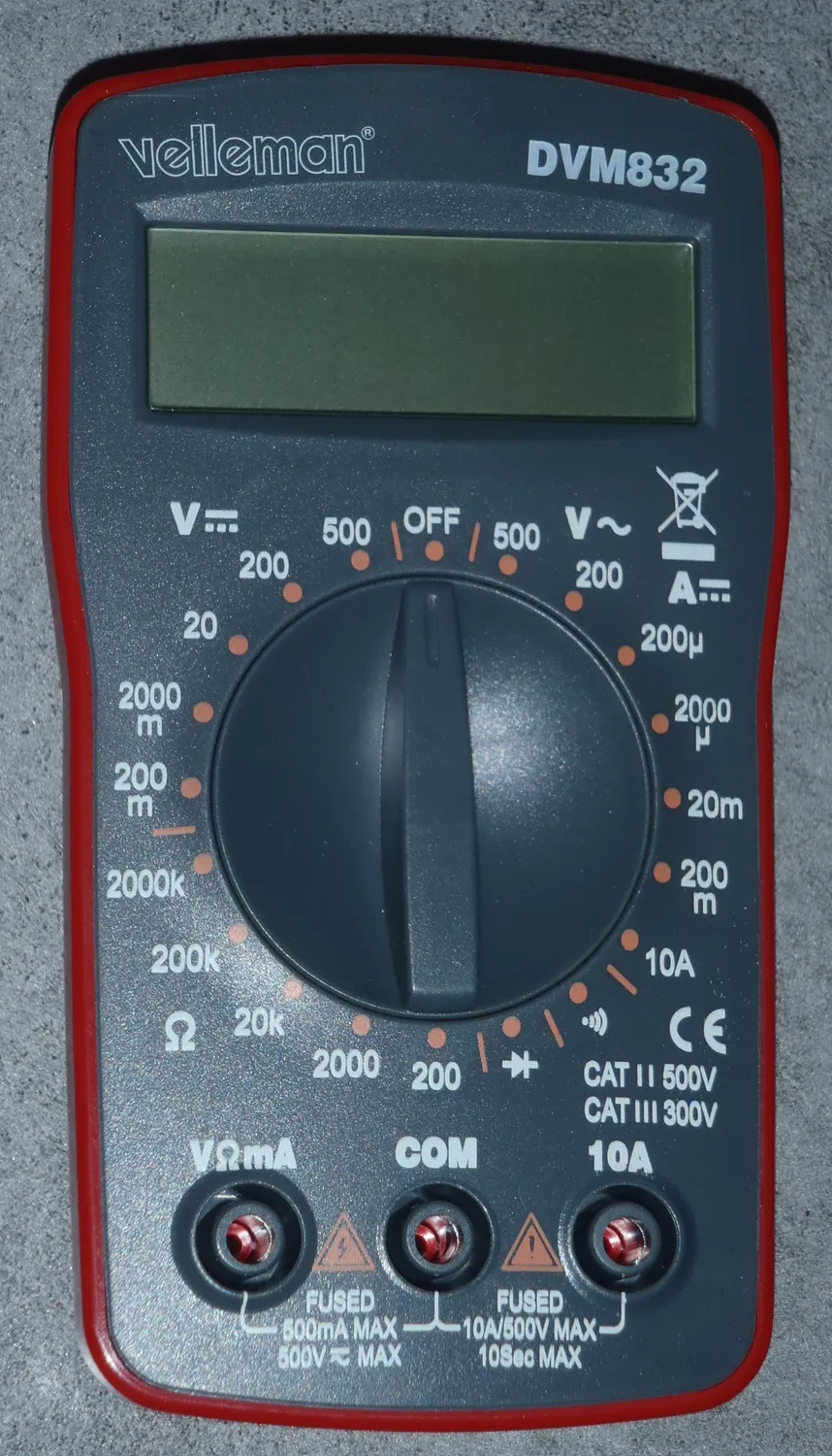 Velleman multimètre numérique CAT II 500 V avec cordons