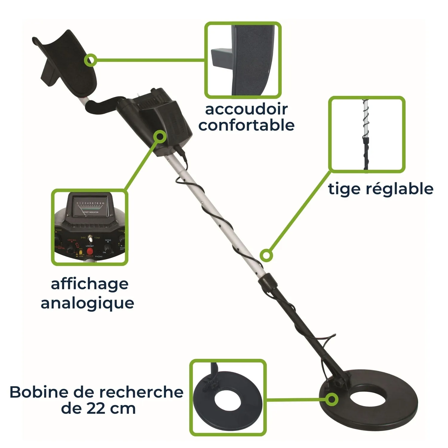 Velleman détecteur de métaux bobine 22 cm 20 cm