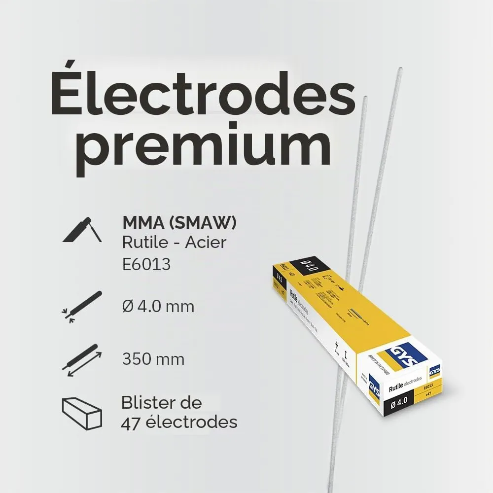 GYS E6013 électrodes rutiles MMA Ø 4 mm x 350 mm demi-étui 47 pièces