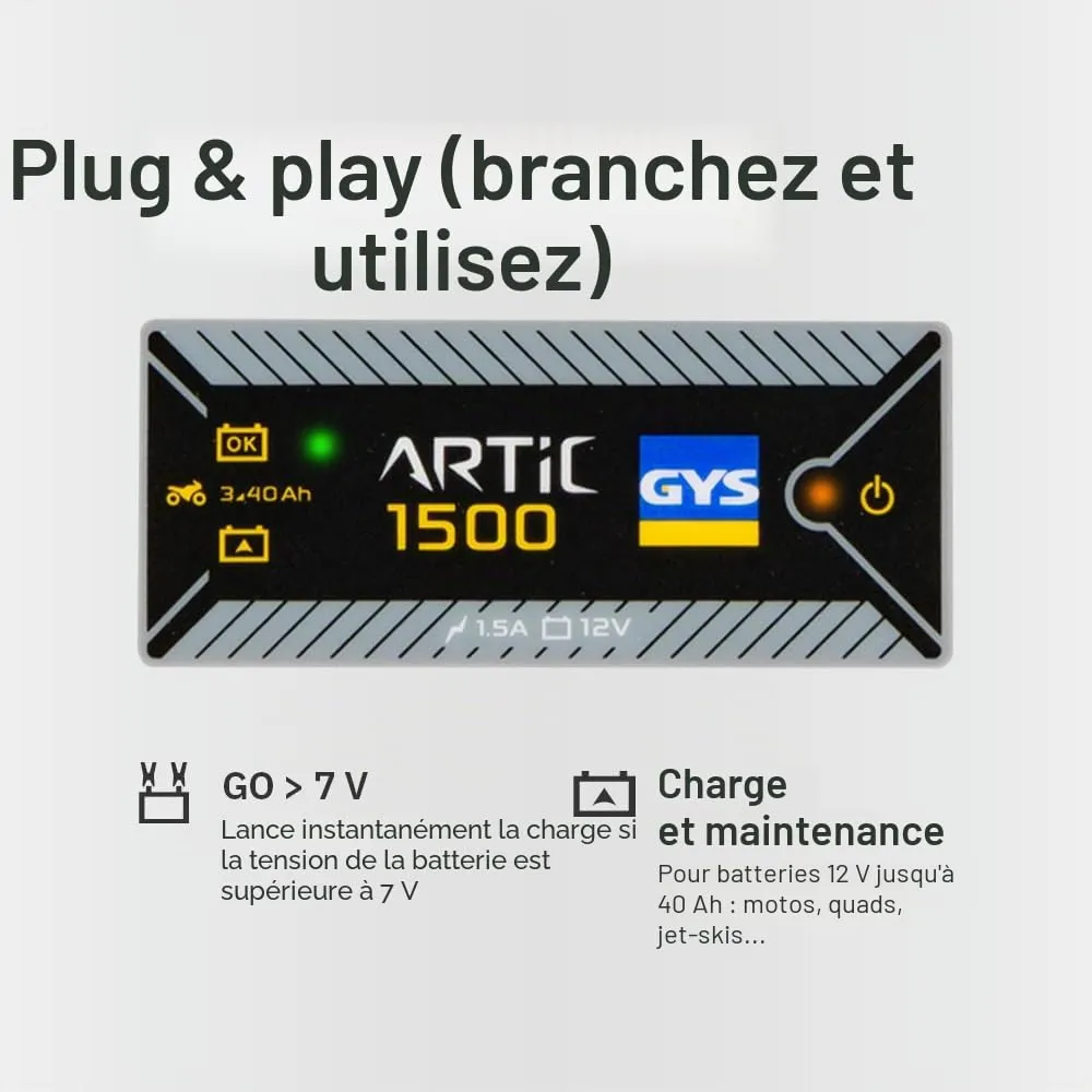GYS Artic 1500 chargeur batterie 12 V 1,5 A