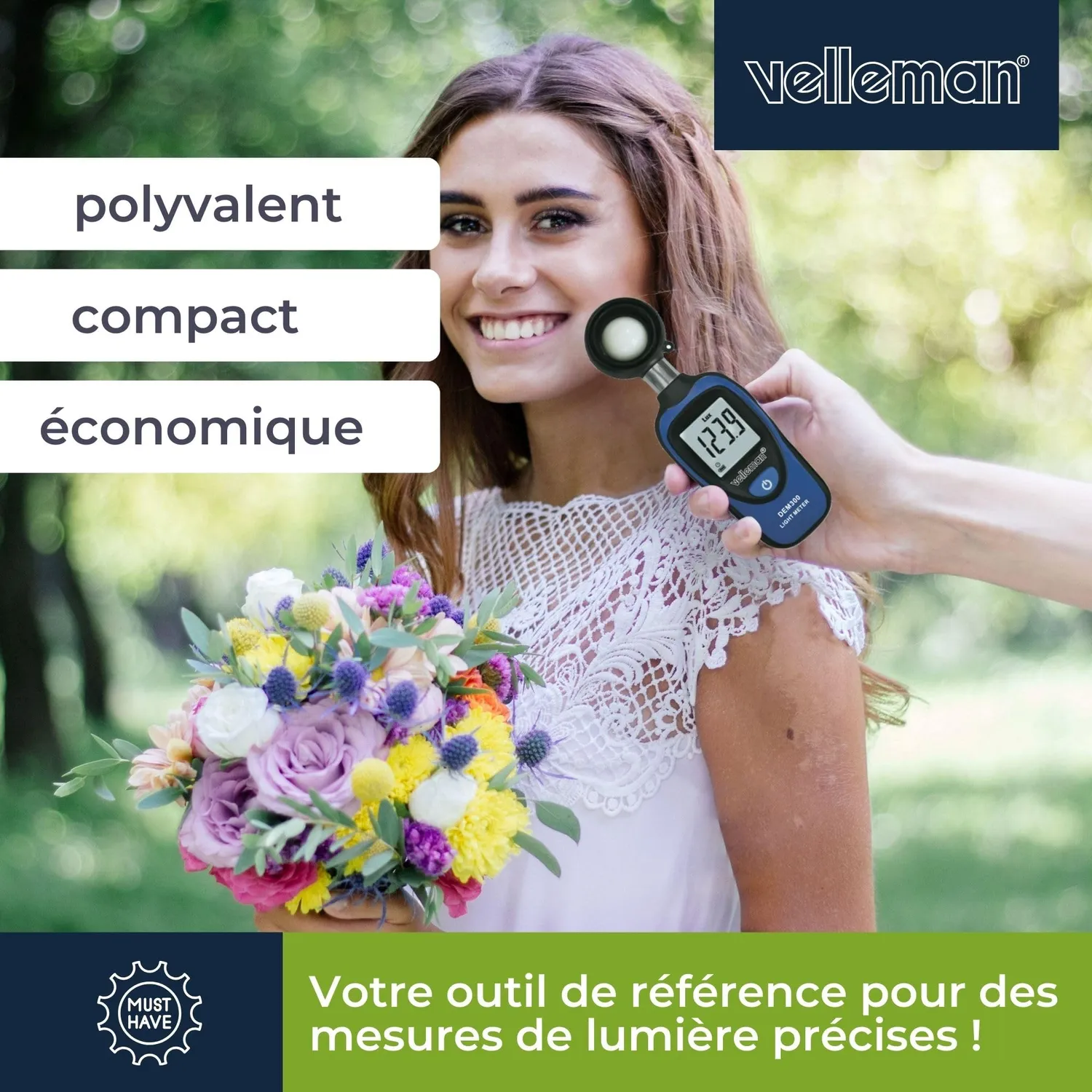 Velleman GP Series luxmètre numérique 0-200 000 lux portable