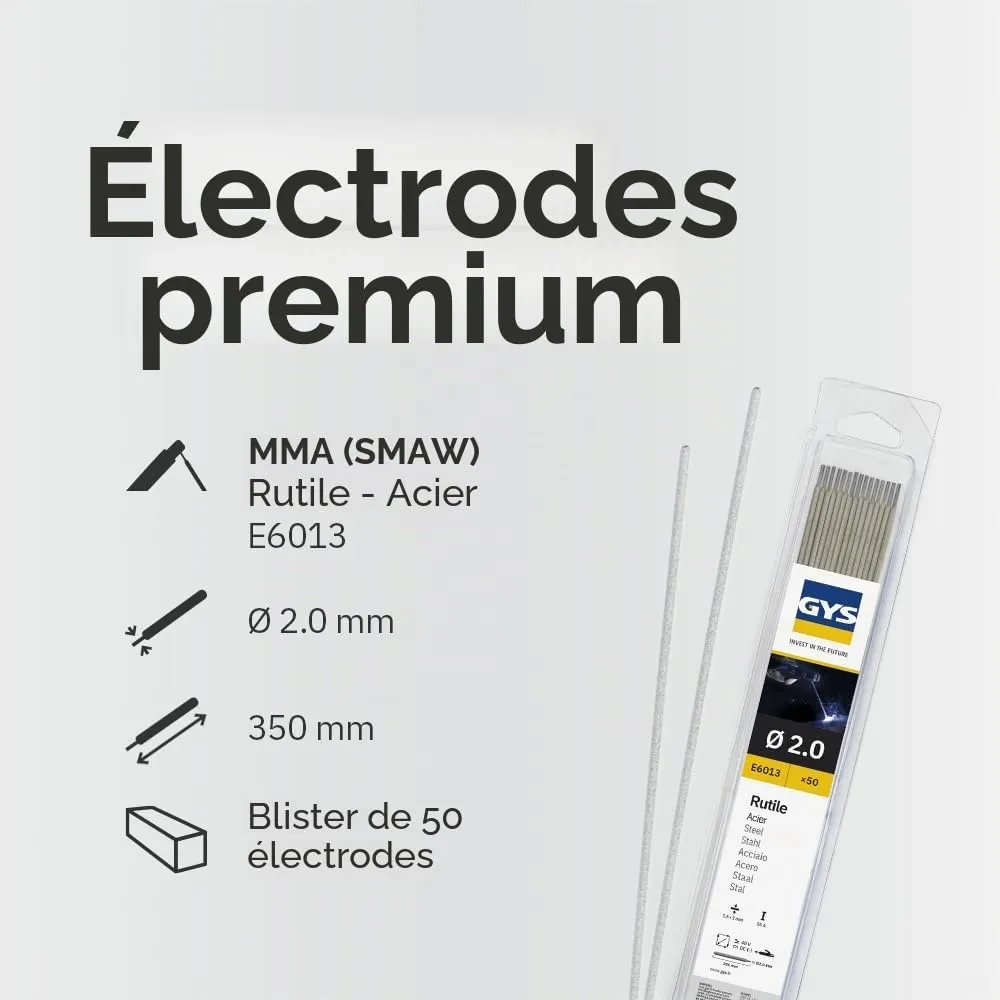 GYS électrodes rutiles E6013 Ø 2 mm blister de 50