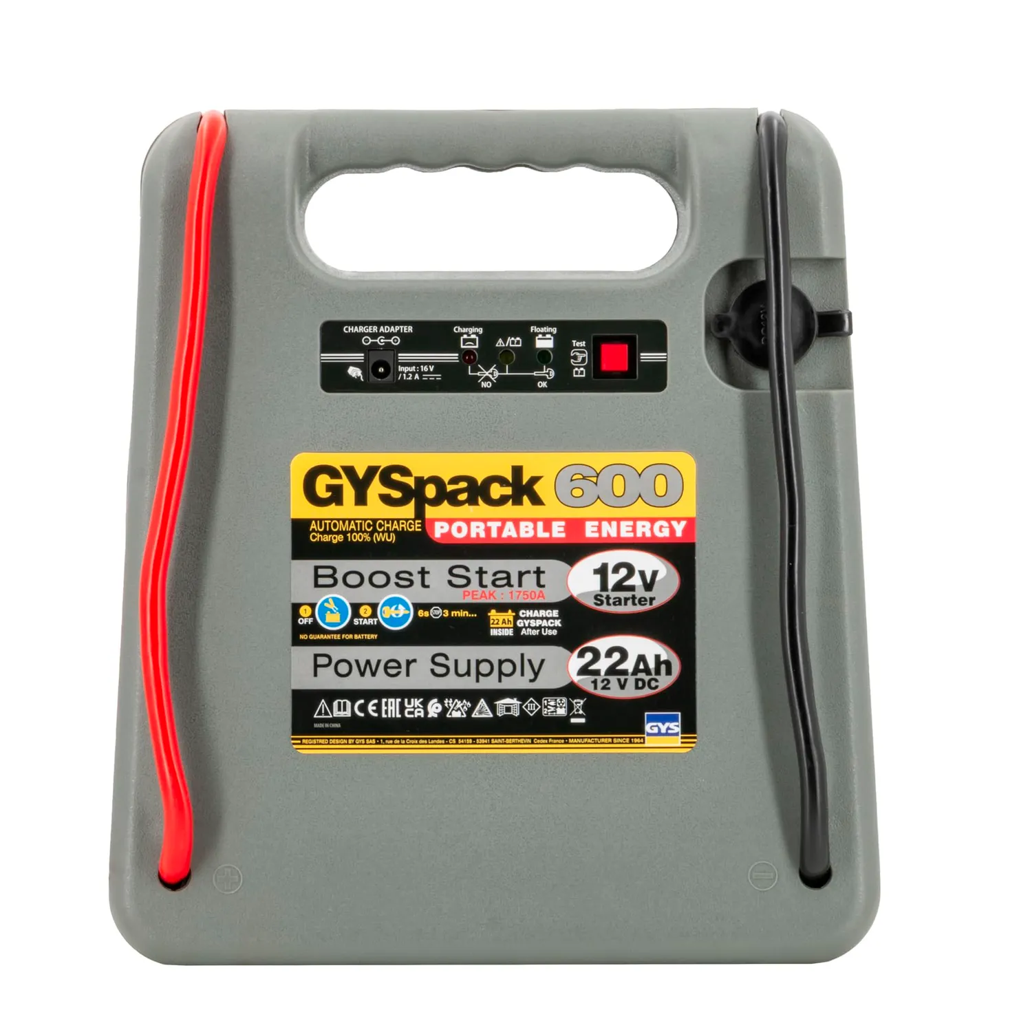GYS GYSPACK 600 booster autonome 12 V, batterie 22 Ah